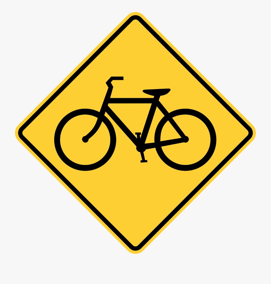 Bicycle Warning Sign, Transparent Clipart