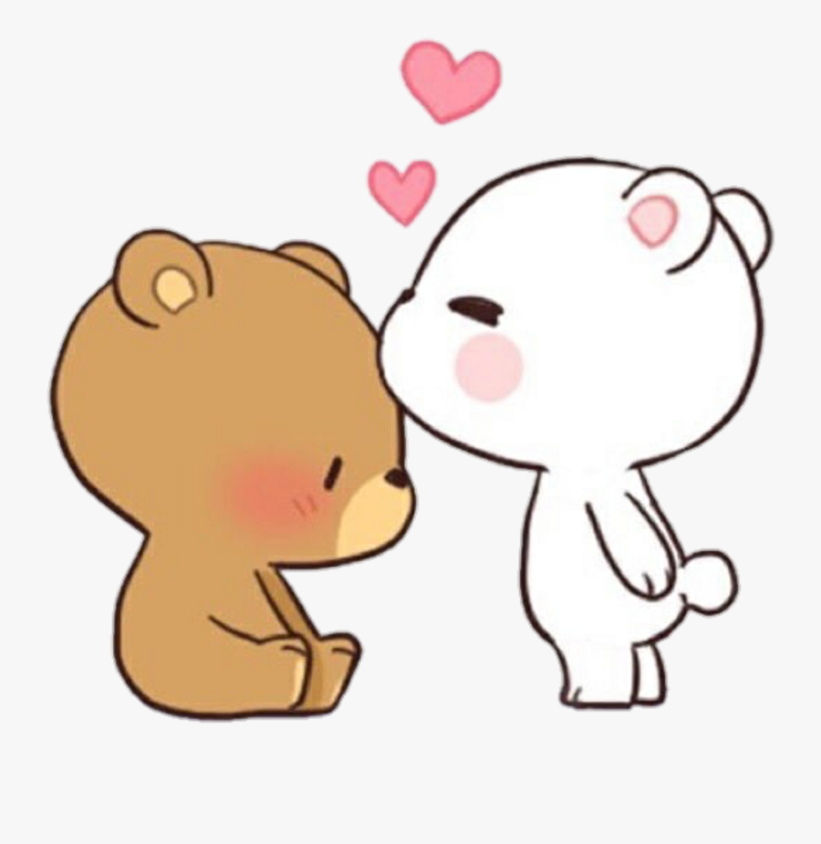 Kiss Clipart Kiss On Cheek - Cute Couple Animals Cartoon, Transparent Clipart