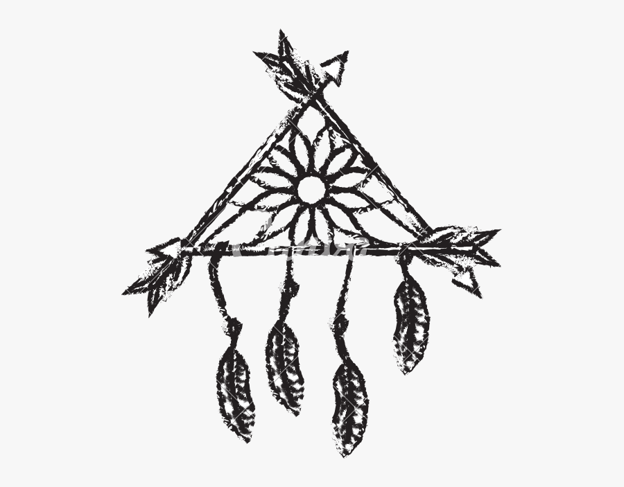 Clip Art Dream Catcher With Feathers - Beautiful Dream Catchers Drawing, Transparent Clipart