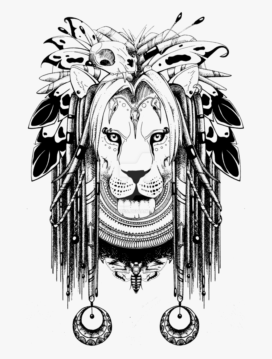 Totem Drawing Lion - Transparent Tattoo Lion Png, free clipart download, pn...