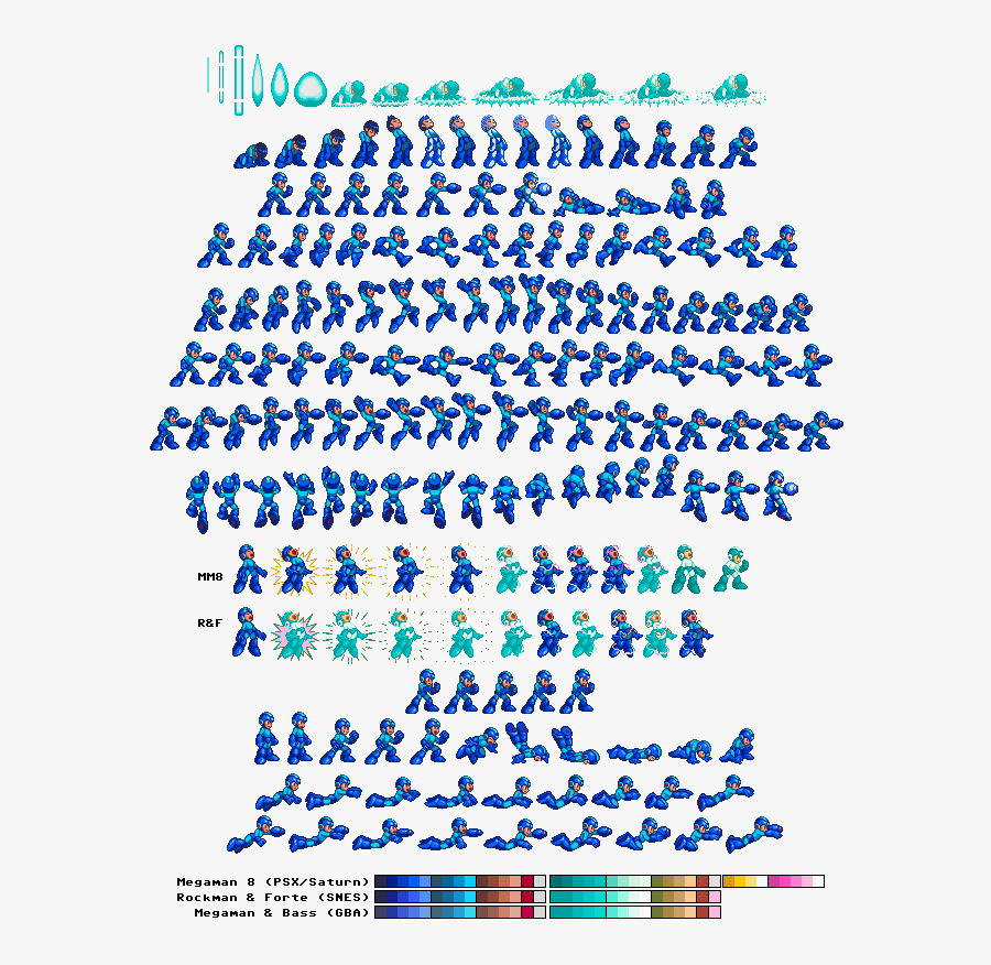 Clip Art Megaman Sprite Clipart - Megaman 8 Sprite Sheet, Transparent Clipart