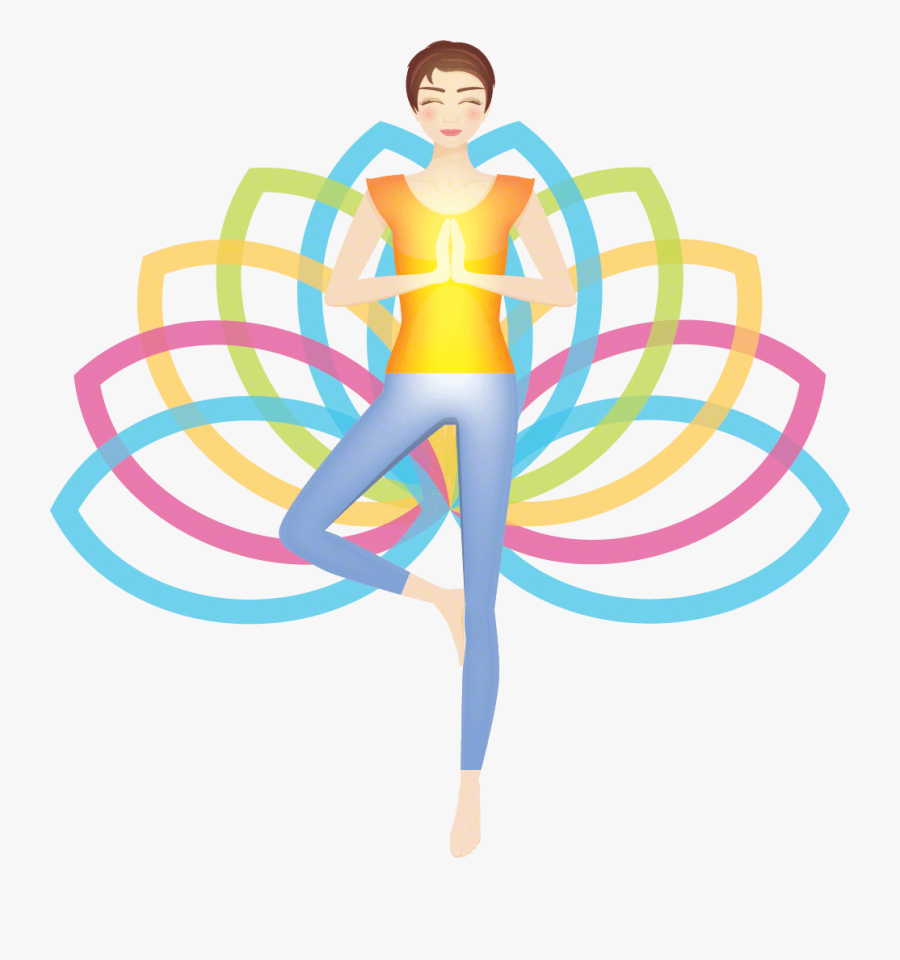 Women Doing Yoga Pose With Lotus Background, Transparent Clipart