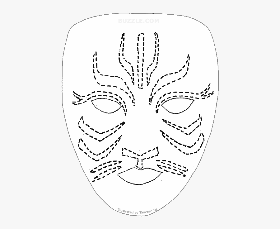 Clip Art Scary Face Paint - Tiger Face Paint Stencil, Transparent Clipart