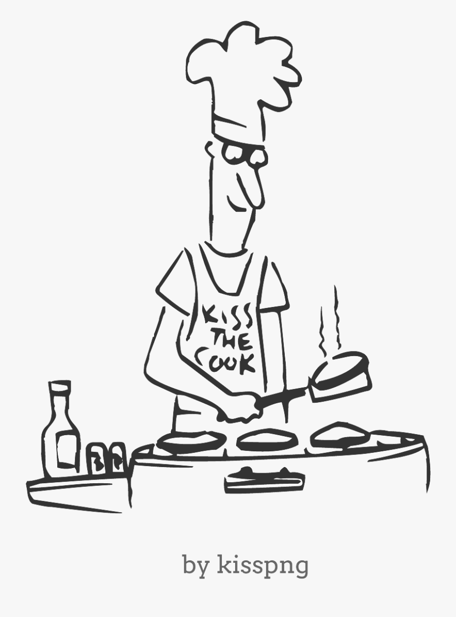 Cartoon Transparent Image - Cooking Chef Cartoon Black And White, Transparent Clipart