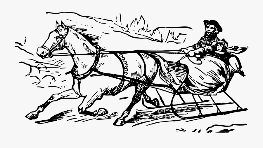 Transparent One Horse Open Sleigh Clipart - Mare, Transparent Clipart