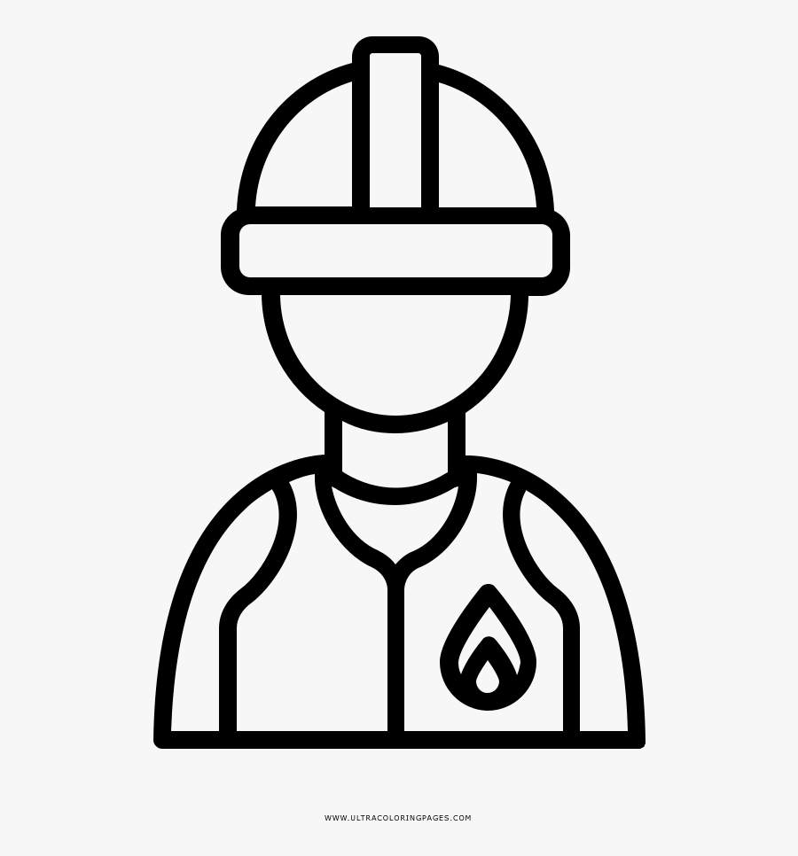 Fireman Coloring Page - Worker At Factory Cartoon, Transparent Clipart