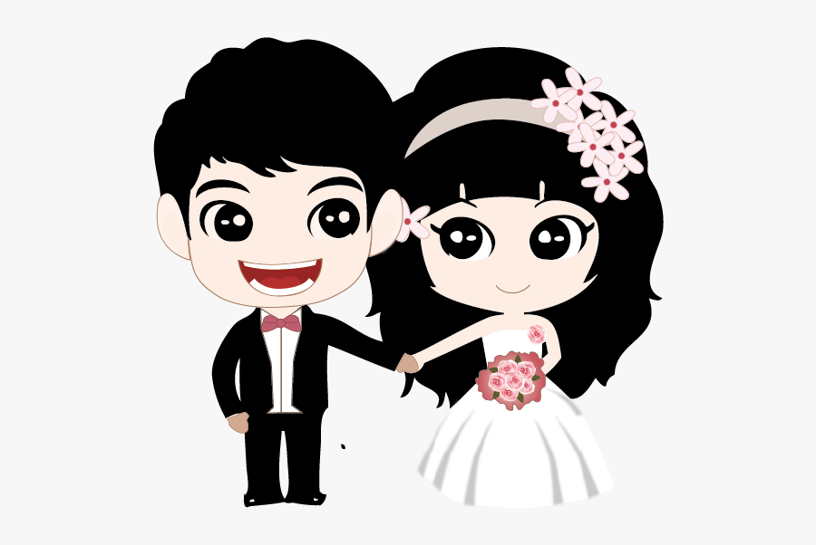 Couple Marriage Cartoon And - Chibi Wedding Couple Png, Transparent Clipart
