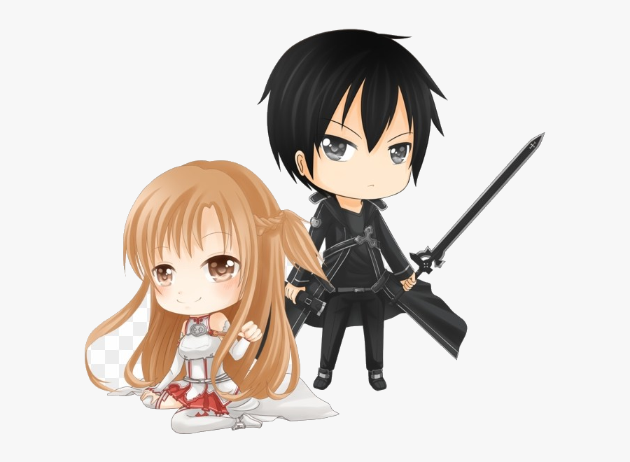 Sword Art Online Clipart Transparent Png - Sword Art Online Kirito Asuna Chibi, Transparent Clipart