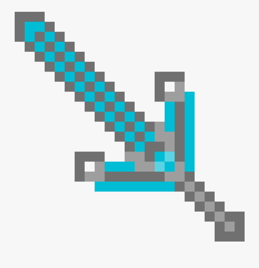 Titanium Star Stone Sword - Minecraft Diamond Sword On Graph Paper, Transparent Clipart