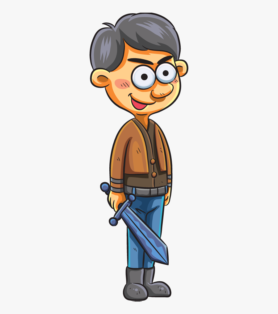 Clip Art Portfolio Categories - Man With Sword Cartoon, Transparent Clipart