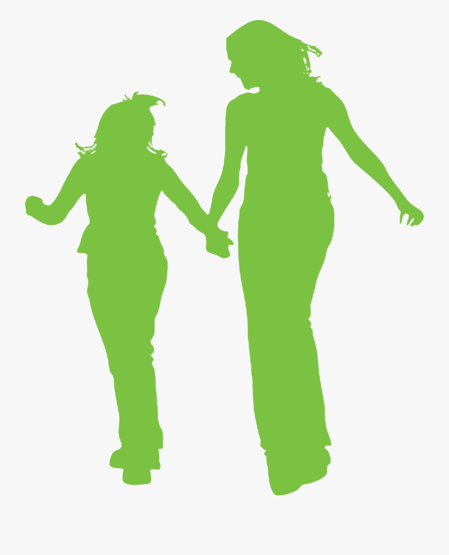 Silhouette Of Mother And Daughter Walking And Talking - Silhouette Father And Daughters, Transparent Clipart