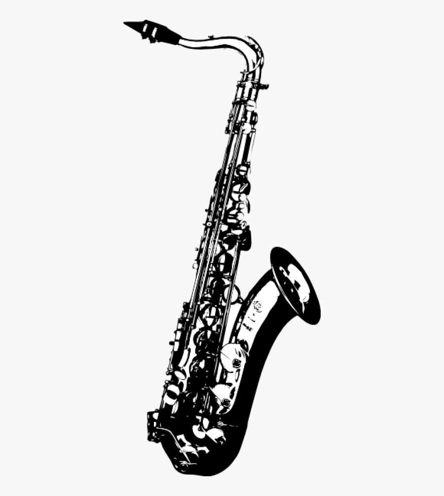 Saxophone Black And White, Transparent Clipart
