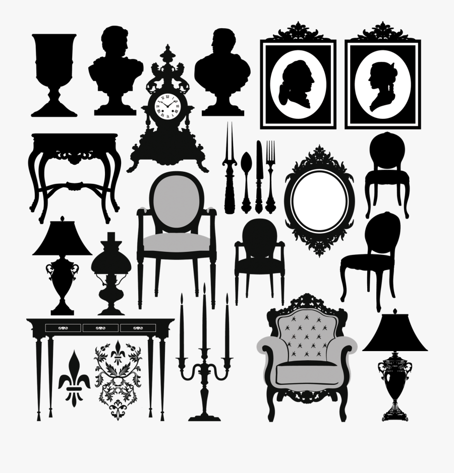Vector Furniture Silhouettes - Antique Furniture Vector Free, Transparent Clipart