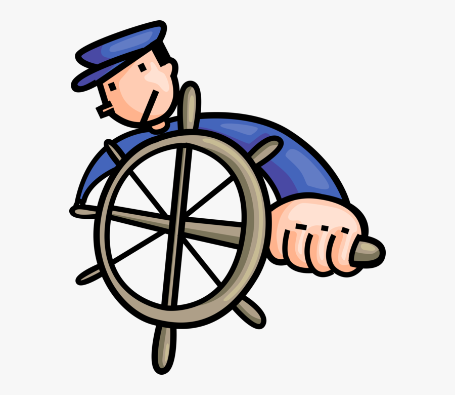Helm Vector Sailor - Captain On A Ship Cartoon, Transparent Clipart