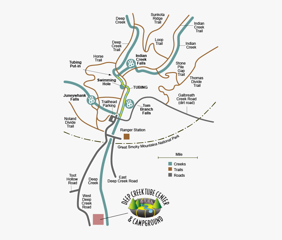 Clipart Map Trail Map - Deep Creek Trail Map, Transparent Clipart