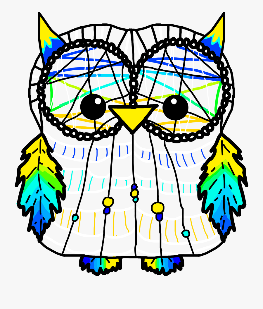 Owl Fteowl Dream Catcher Dreamcatcher Blue Yellow Freet, Transparent Clipart