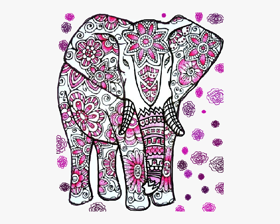 #elephant #flower #zentangle - Transparent Elephant Zentangle, Transparent Clipart