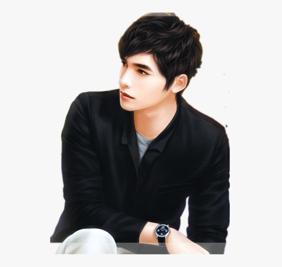 Clip Art Handsome Asian Men - Drawing Of A Boy Realistic, Transparent Clipart