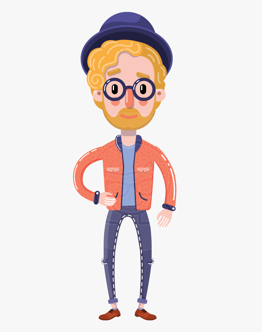 Hipster Man Png - Young Man Cartoon Png, Transparent Clipart