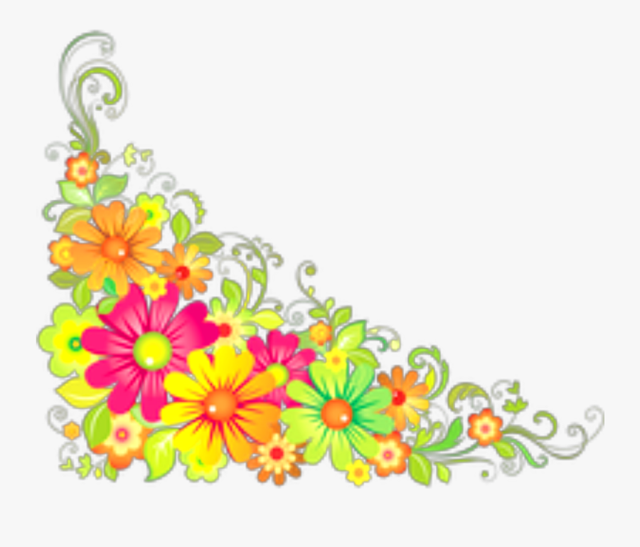 Ftestickers Flowers Corner Border Colorful - Flower Corner Design Png, Transparent Clipart