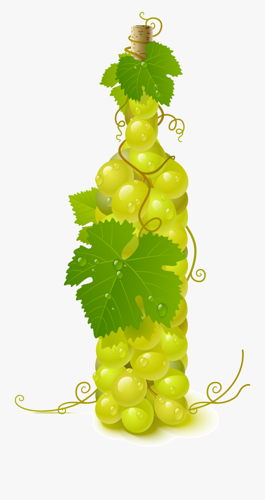 Wine Common Grape Vine - Grapes In A Bottle, Transparent Clipart