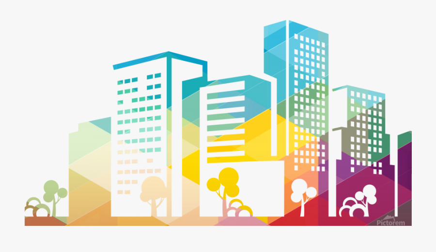Silhouette Cityscape Building Icon Color City Print - Building Silhouette Color Png, Transparent Clipart