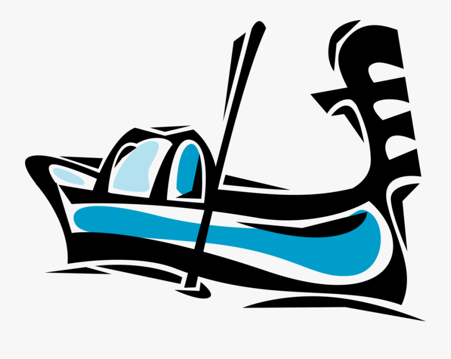 Vector Illustration Of Venetian Gondola Steered By, Transparent Clipart