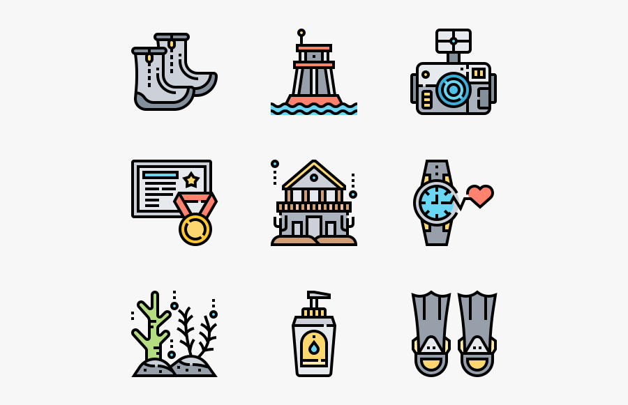 Diving - Typography Icons, Transparent Clipart