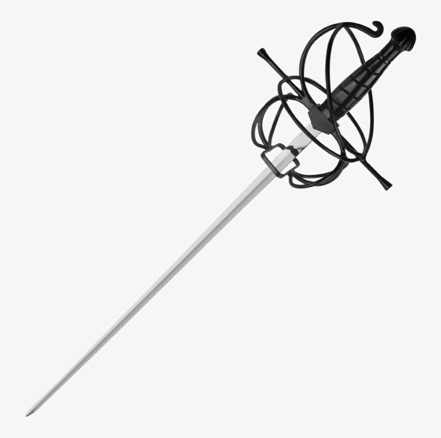 Red Wire Hilt Rapier - Black Rapier Sword, Transparent Clipart
