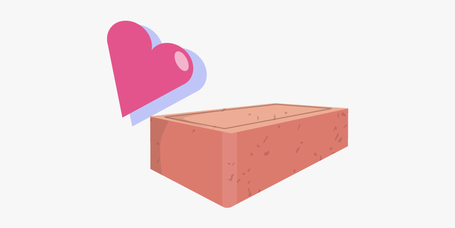 Red Brick - Heart, Transparent Clipart