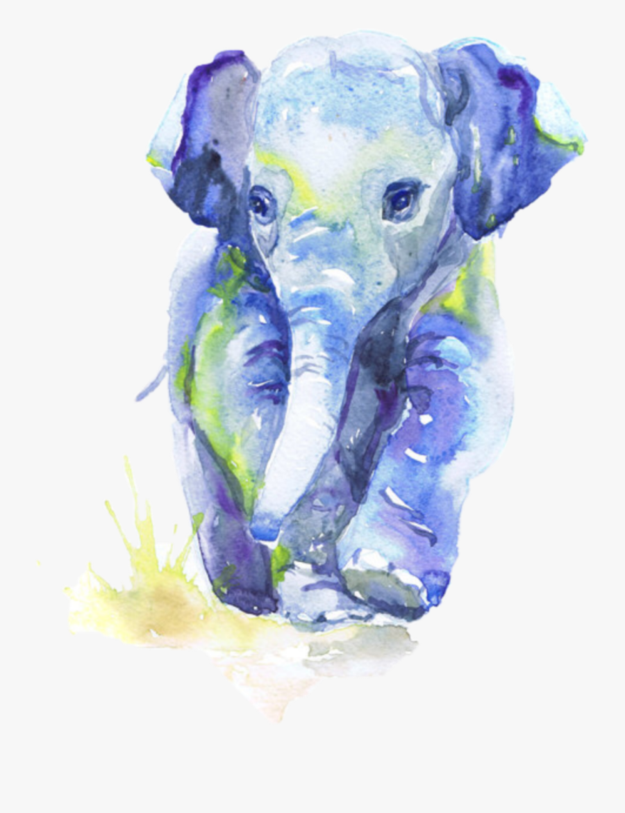 #ftestickers #watercolor #illustration #elephant #babyelephant - Easy Watercolor Elephant Painting, Transparent Clipart