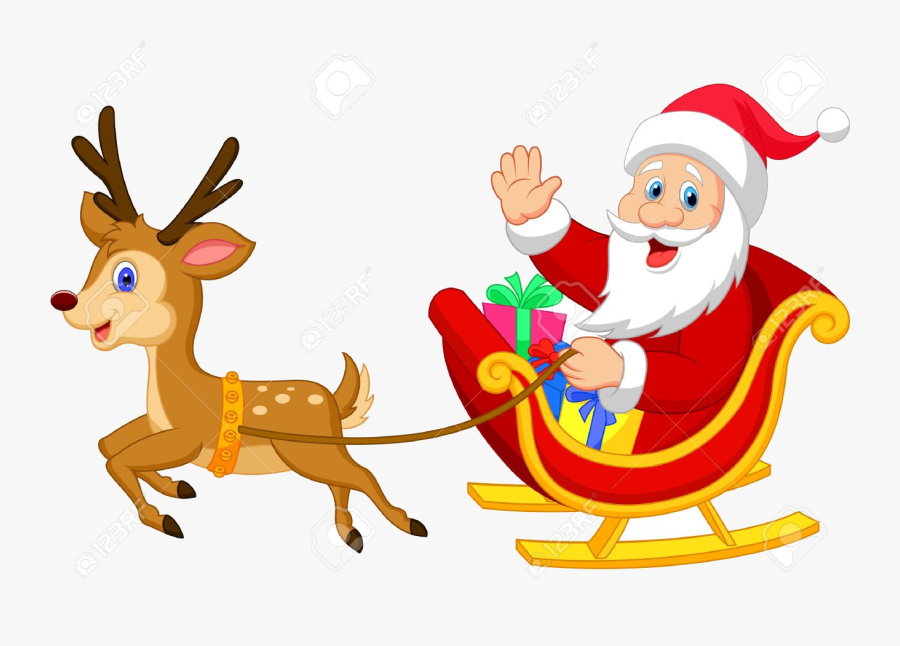 Sleigh Santa On His Transparent Png - Santa Sleigh Clip Art, Transparent Clipart