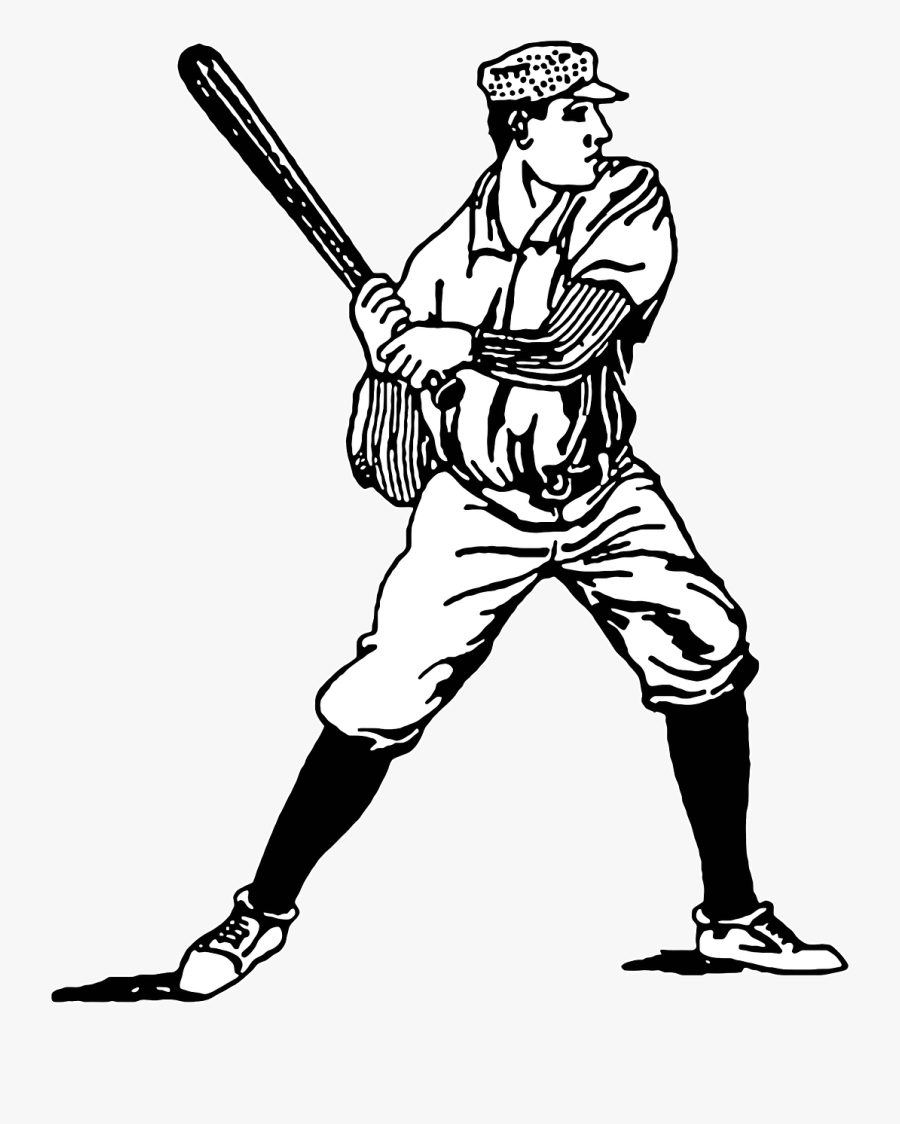 Vintage Baseball Player Clip Art, Transparent Clipart