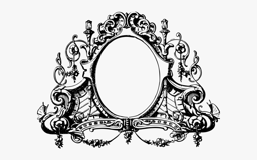 Line Art Clipart Baroque - Vintage Frame Halloween Transparent Background, Transparent Clipart
