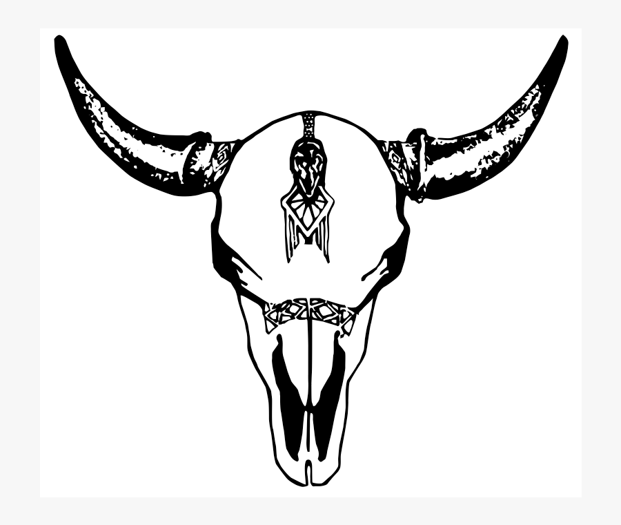 Longhorn Skull Tattoo - Bull, Transparent Clipart