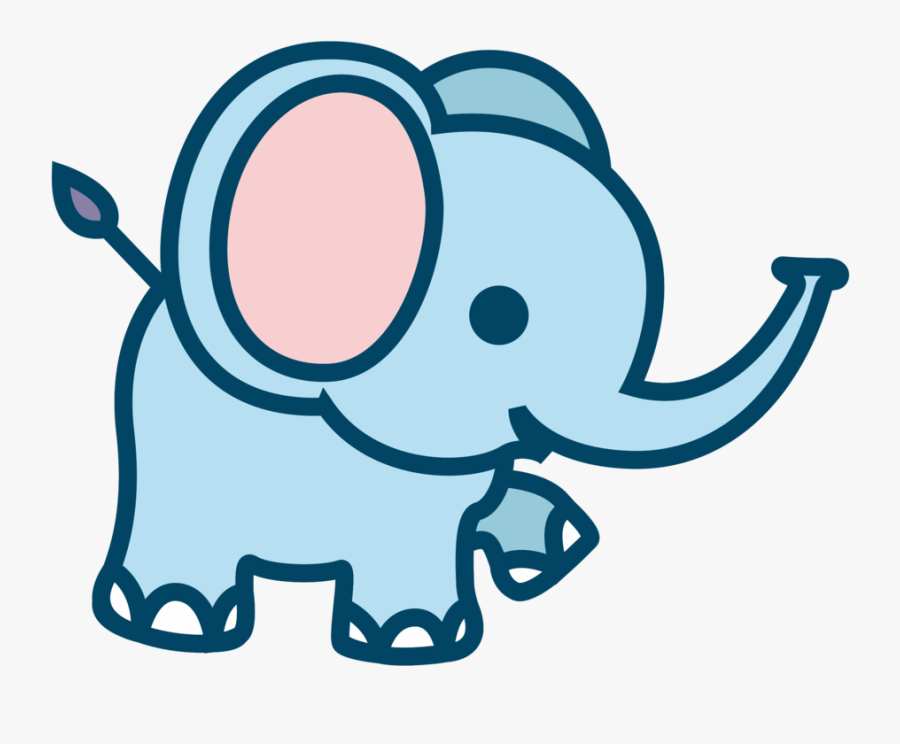 Blue,line Art,cartoon - Transparent Cartoon Elephant Png, Transparent Clipart