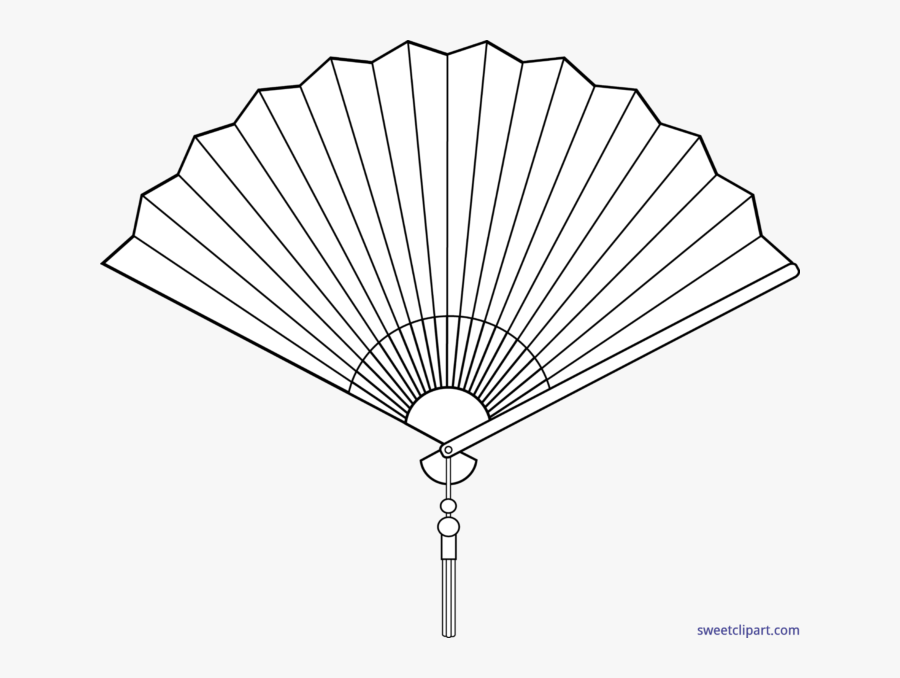 Lineart Hand Fan - Chinese Fan Line Drawing, Transparent Clipart
