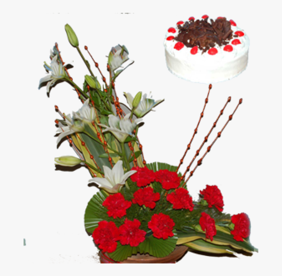 Red Carnation And Black Forest White Gtk Gh - Bouquet, Transparent Clipart