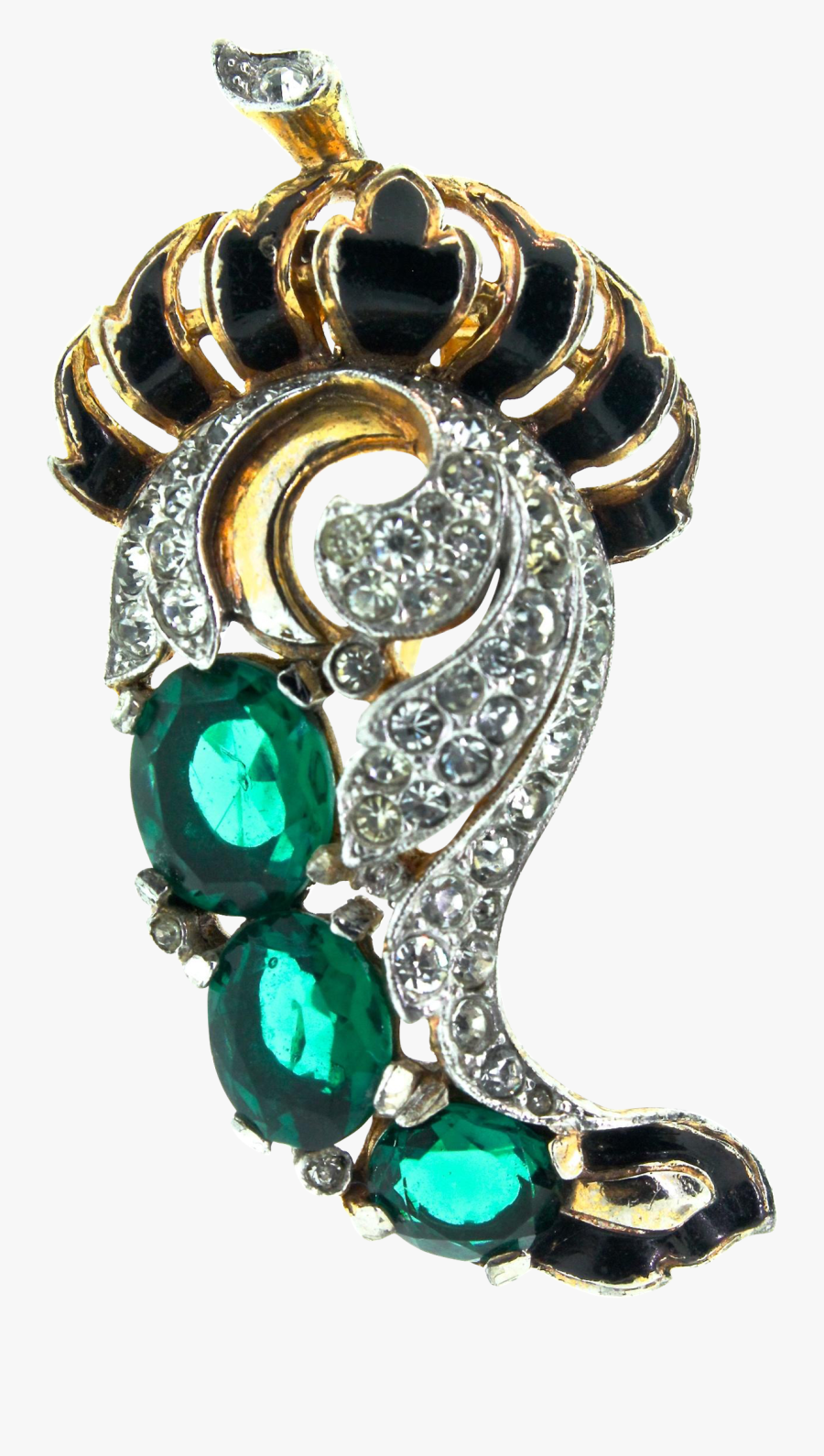 1940s Trifari Cornucopia Enamel Emerald Rhinestone - Diamond, Transparent Clipart