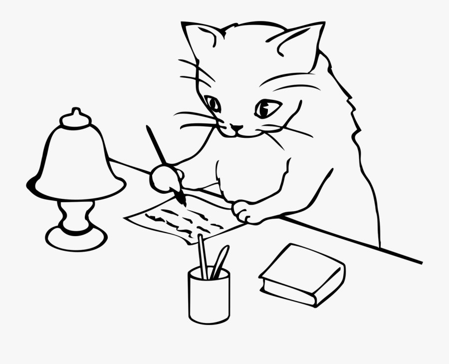 Transparent Thank You Letter Clipart - Cat Writing A Letter, Transparent Clipart