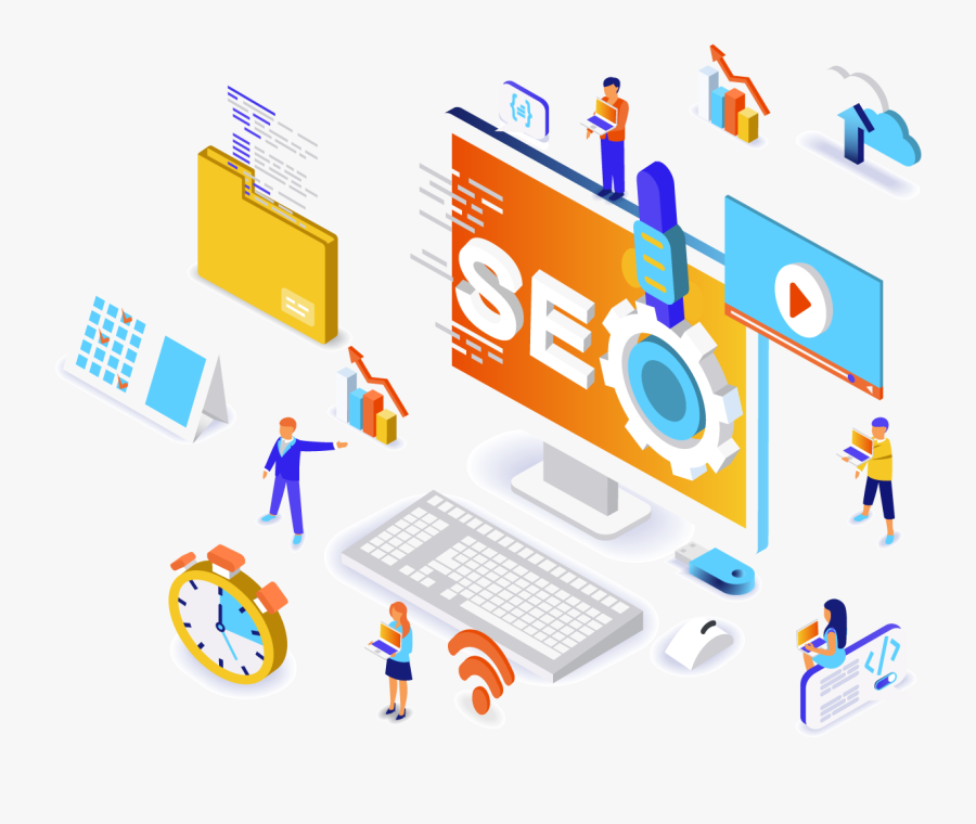 Isometrics Seo Optimization, Transparent Clipart