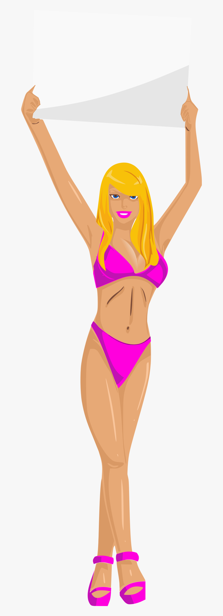 Girl With Sign Clip Arts - Sad Cartoon Girl Bikini, Transparent Clipart