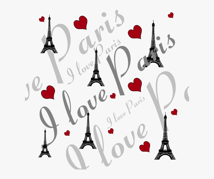 Stylish Personalizable I Love Paris Shower Curtain, Transparent Clipart