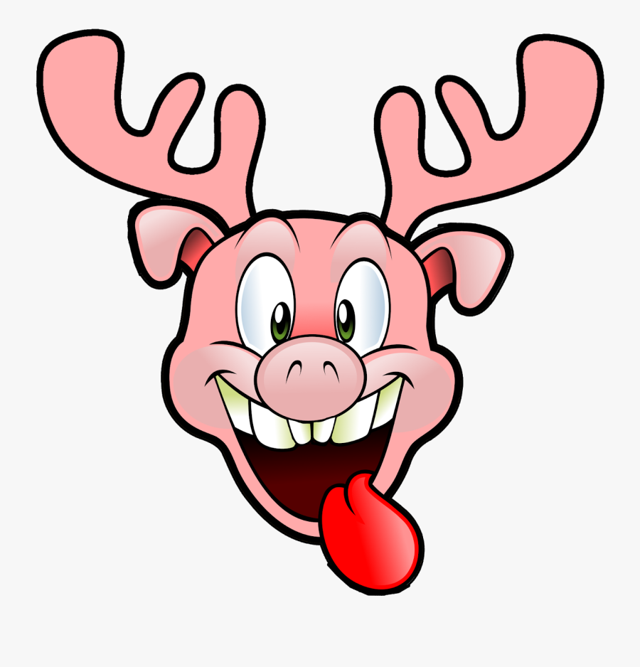 Download Christmas Reindeer Pig Vectors Free For Commercial - Funny Logo No Copyright, Transparent Clipart