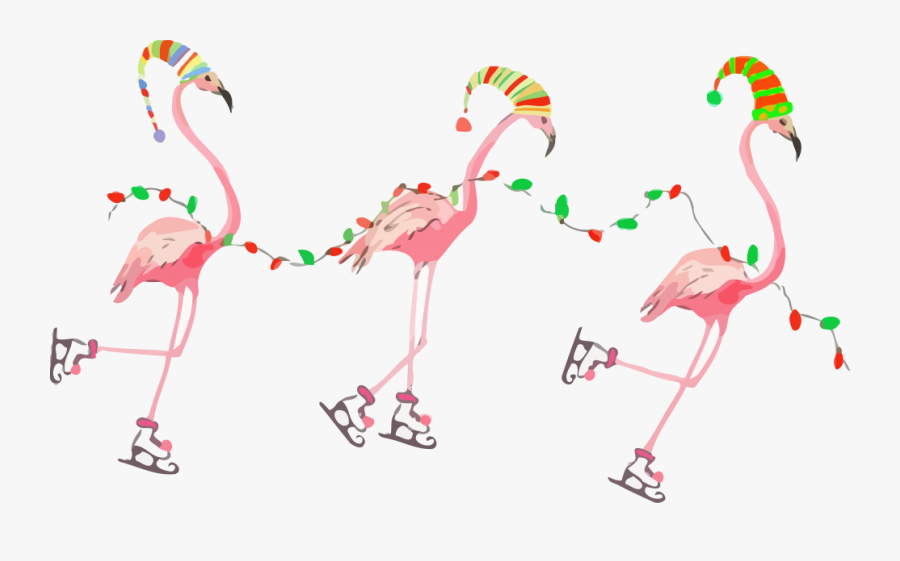 Pink Flamingo Christmas Card, Transparent Clipart