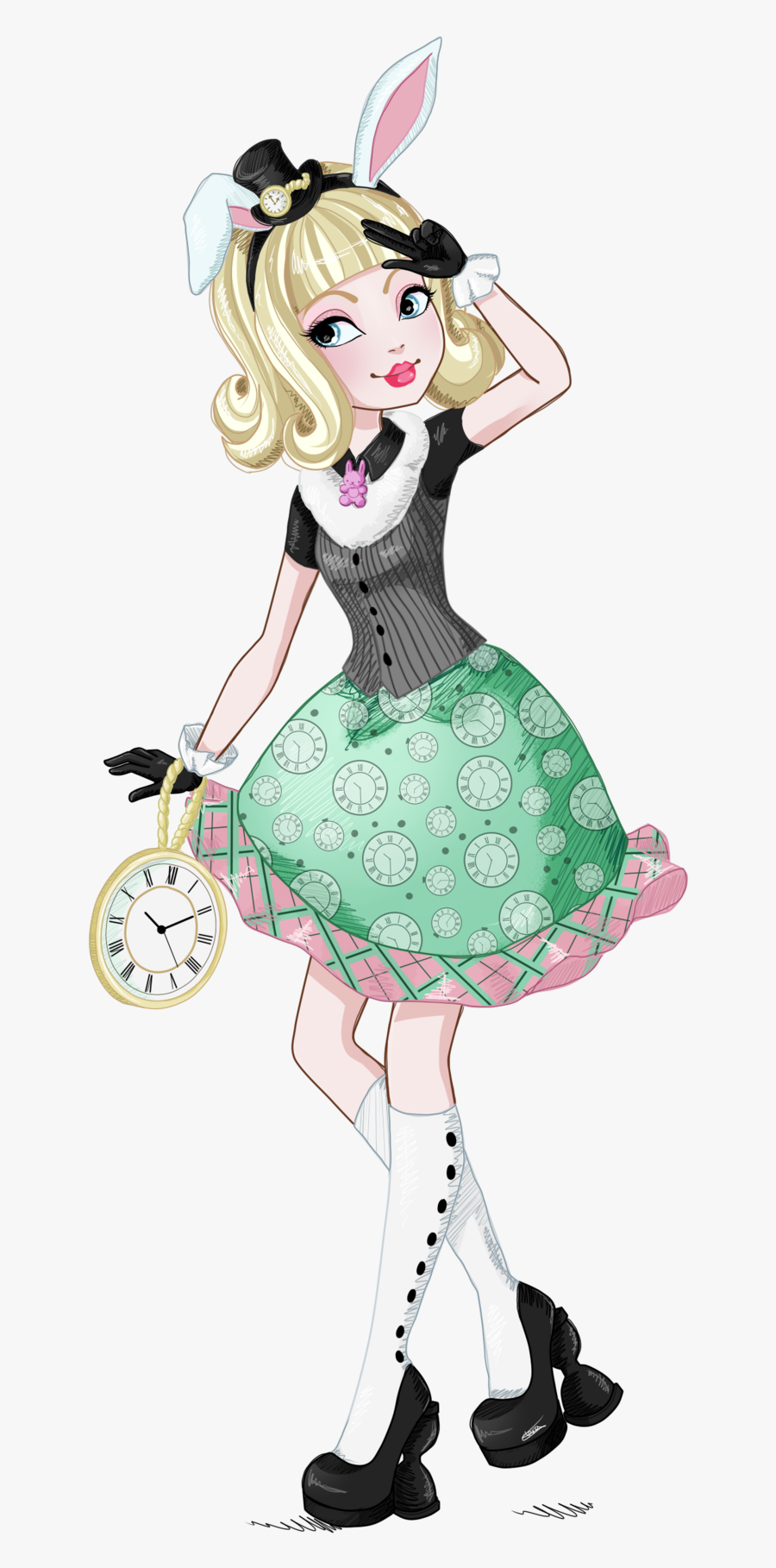 White Rabbit Alice In Wonderland Dress Drawing, Transparent Clipart