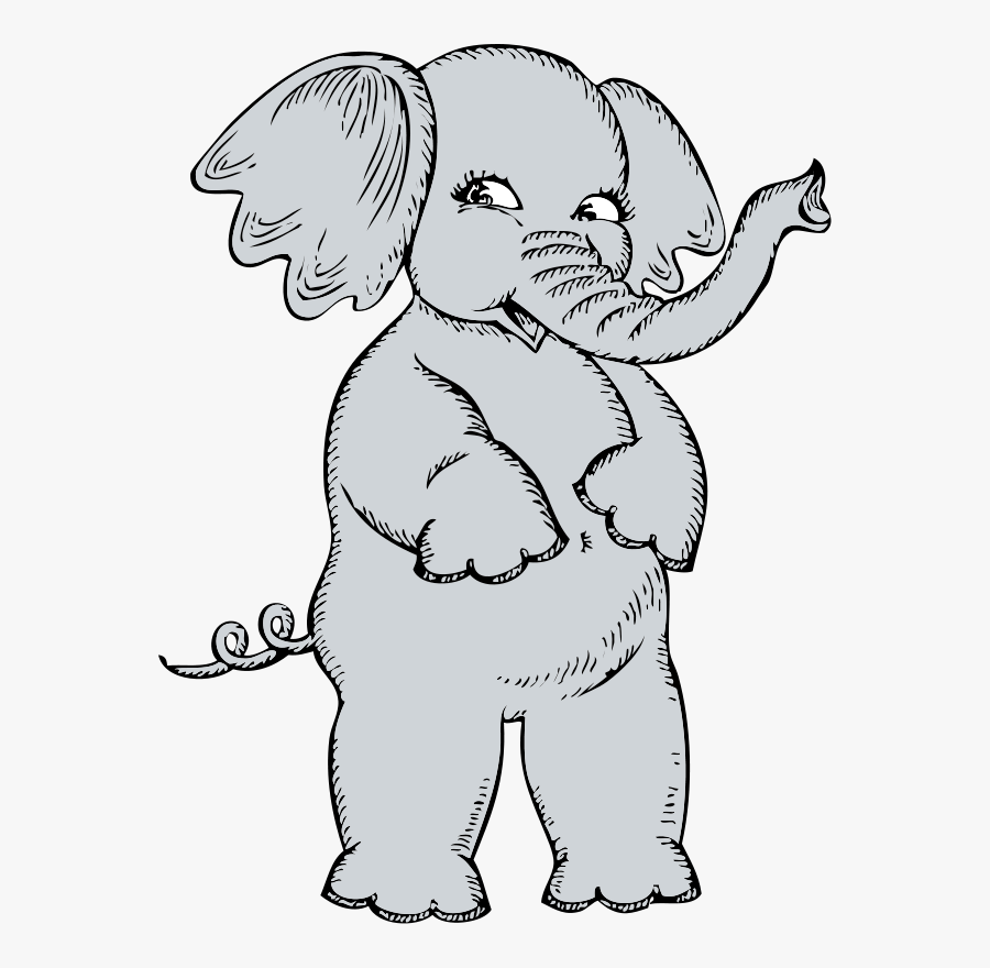 Draw A Standing Elephant, Transparent Clipart