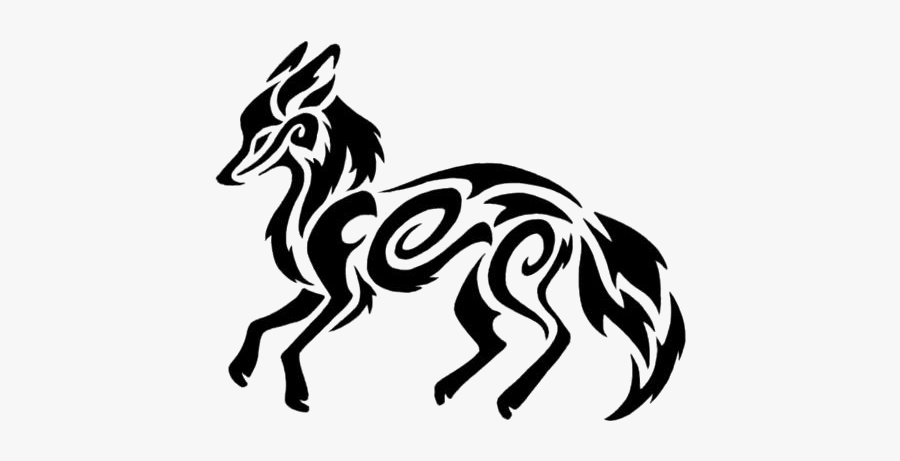 Tribal Fox Tattoos Png Free Transparent Clipart - Black And White Fox Drawing, Transparent Clipart