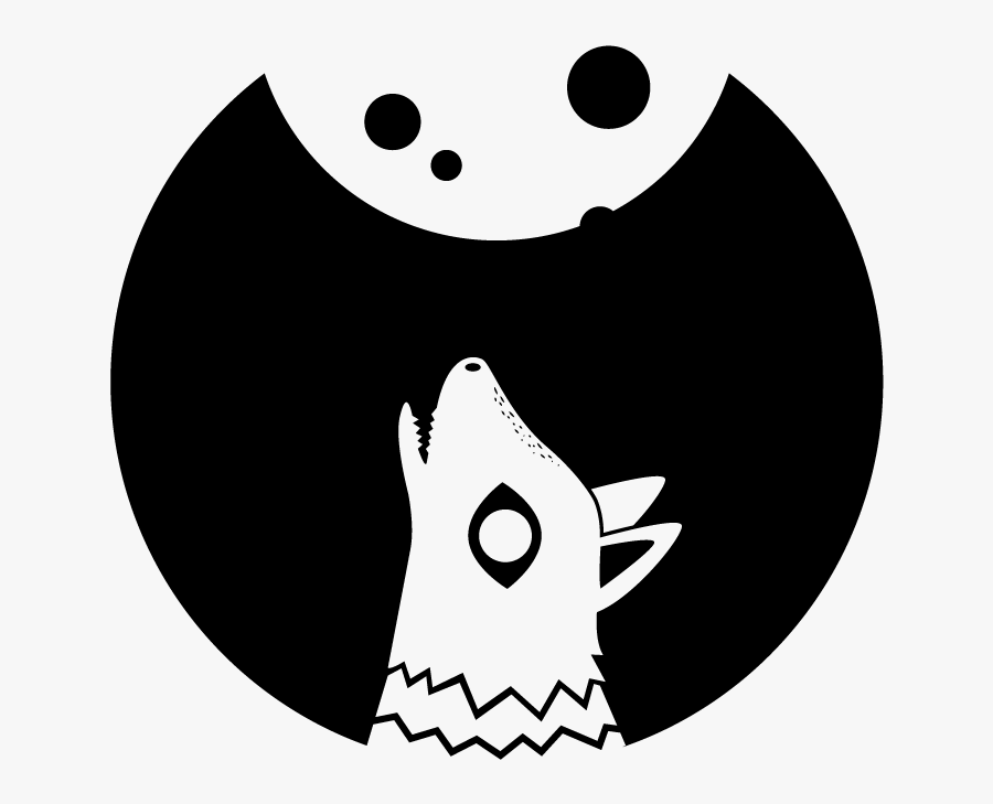 Wolf And Moon Illustration - Cartoon, Transparent Clipart