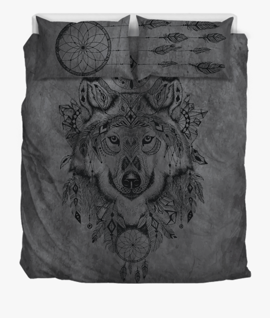 Wolf Bed Clipart - Wolf In A Dream Catcher Drawing, Transparent Clipart